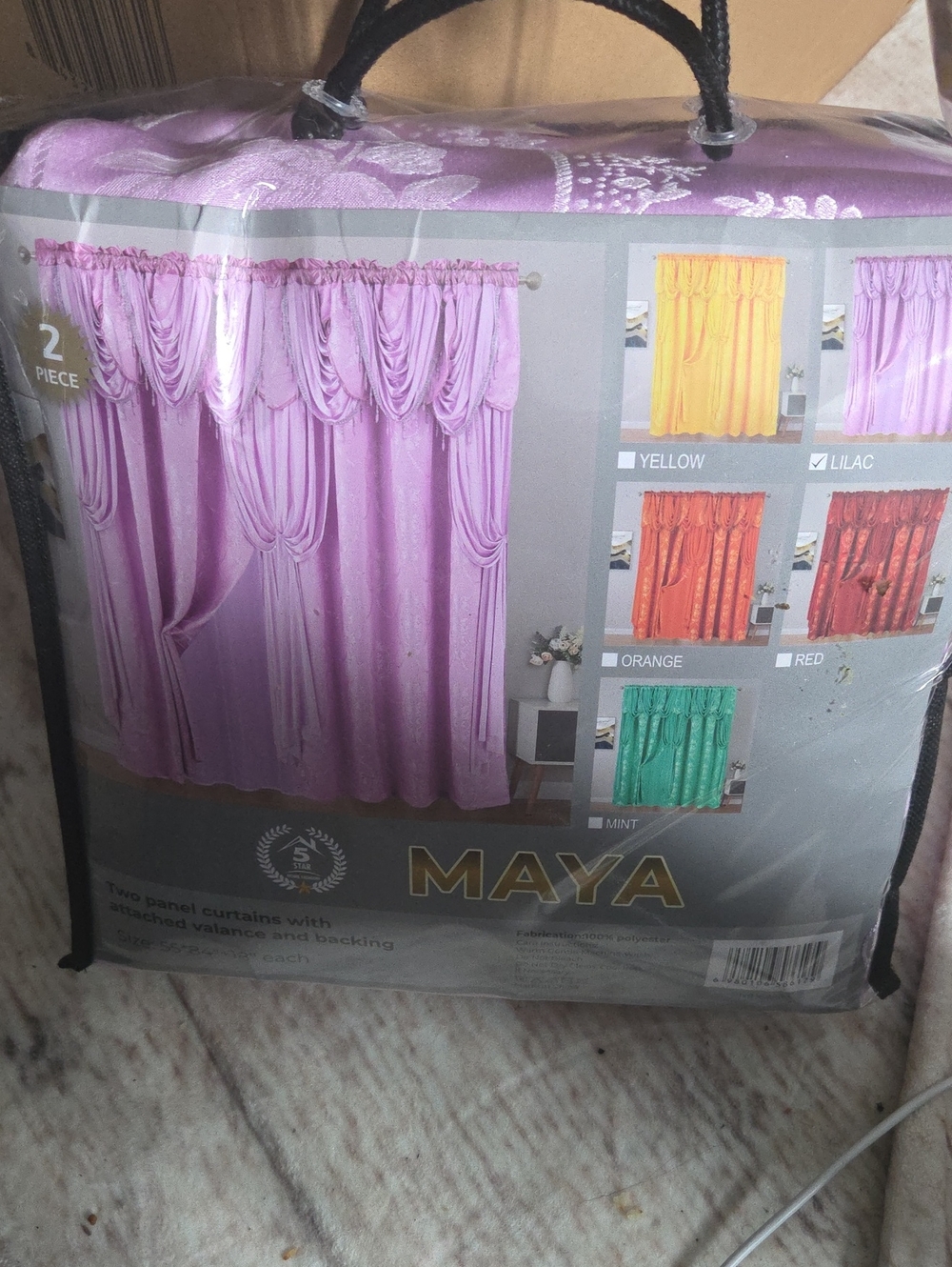 Maya Lilac Swag Valance Curtain Set